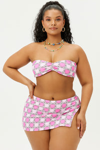 Jeanette Terry Pink Daisy Strapless Bikini Top Extended
