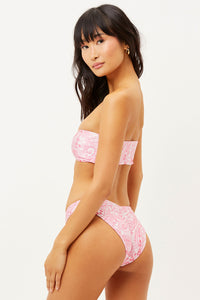 Jeanette Pink Paisley Shine Strapless Bandeau Top