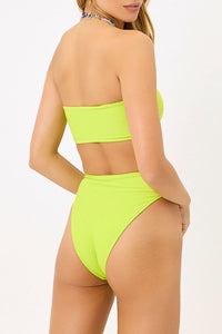 Jenna Ribbed High Waist Bikini Bottom Slime