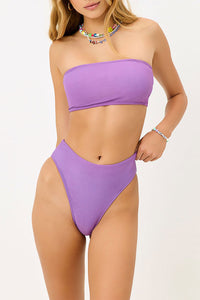 Jenna Ribbed High Waist Bikini Bottom Violet