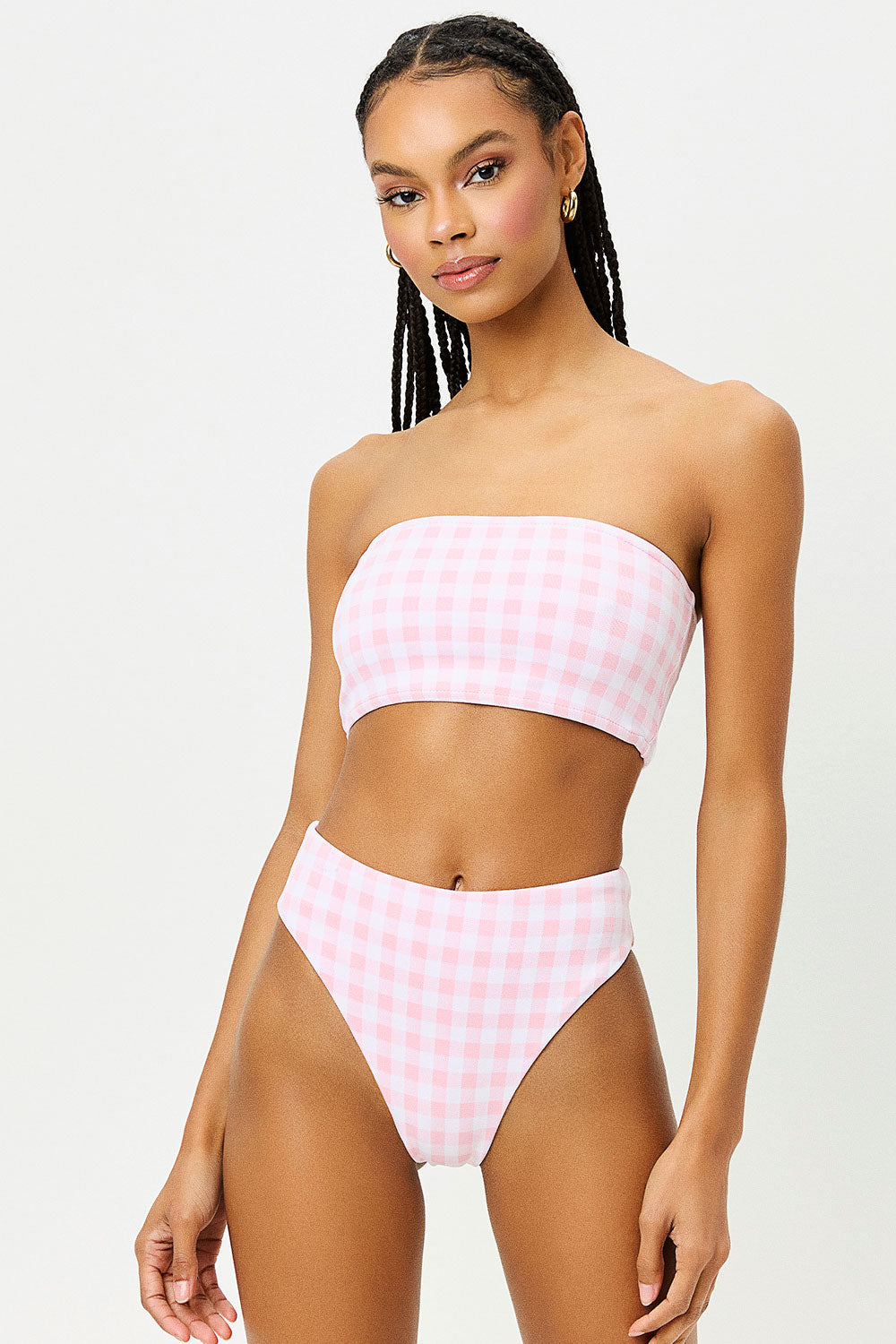 Jenna High Waist Bikini Bottom - Pink Picnic