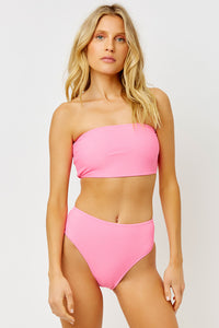 Jenna Pink Punch Ribbed Bandeau Top