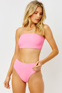 Jenna Pink Punch Ribbed Bandeau Top