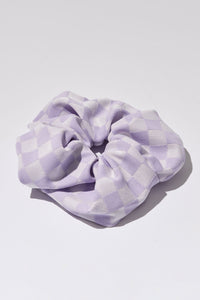 katy purple checker jacquard scrunchie