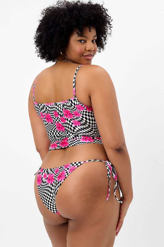 Product-Hover--Keira Shine Cheeky Bikini Bottom Black Morrison Hibiscus