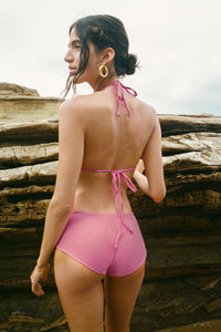 Lisa Ribbed Full Coverage Bikini Bottom Flamingo