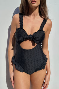 Lucia Eyelet Cut Out One Piece Swimsuit Black