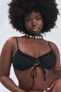 Lucia Eyelet Underwire Bikini Top Black