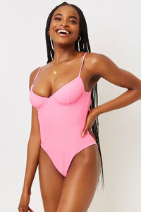 Marie Ribbed Pink Punch Underwire One Piece
