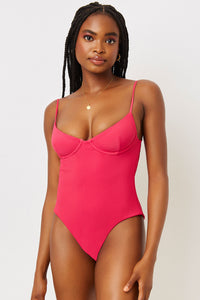 Marie Rosewood Ribbed Underwire One Piece