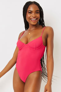 Marie Rosewood Ribbed Underwire One Piece