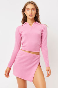 mary jane rose pink cashmere crop polo