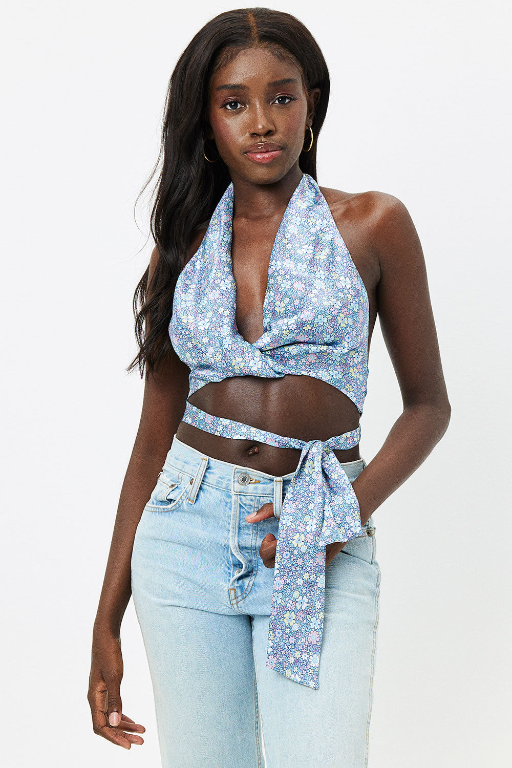 Matilda Silk Wrap Crop Top  Springtime