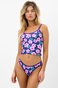 Meg Shine Full Coverage Bikini Bottom Purple Hibiscus