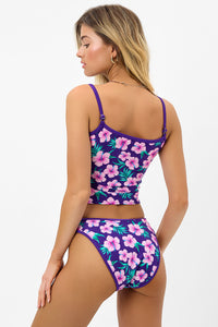 Meg Shine Full Coverage Bikini Bottom Purple Hibiscus