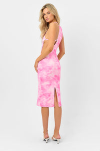 Nicky Terry High Neck Dress Distorted Pink Dye