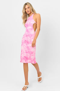 Nicky Terry High Neck Dress Distorted Pink Dye