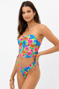 Paloma Floral Strapless Bikini Top Neon Surfer