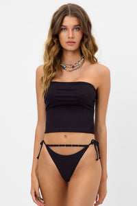 Peace Plissé Strapless Bikini Top Black