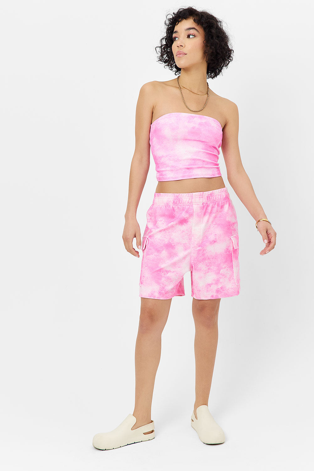 Peace Terry Strapless Bikini Top - Distorted Pink Dye
