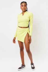 stacey citronella yellow cashmere slit skirt