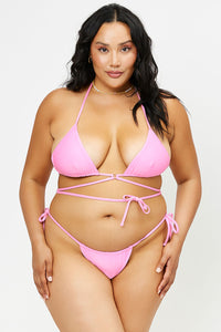 Tia 90's Pink Satin String Bikini Bottom Extended 