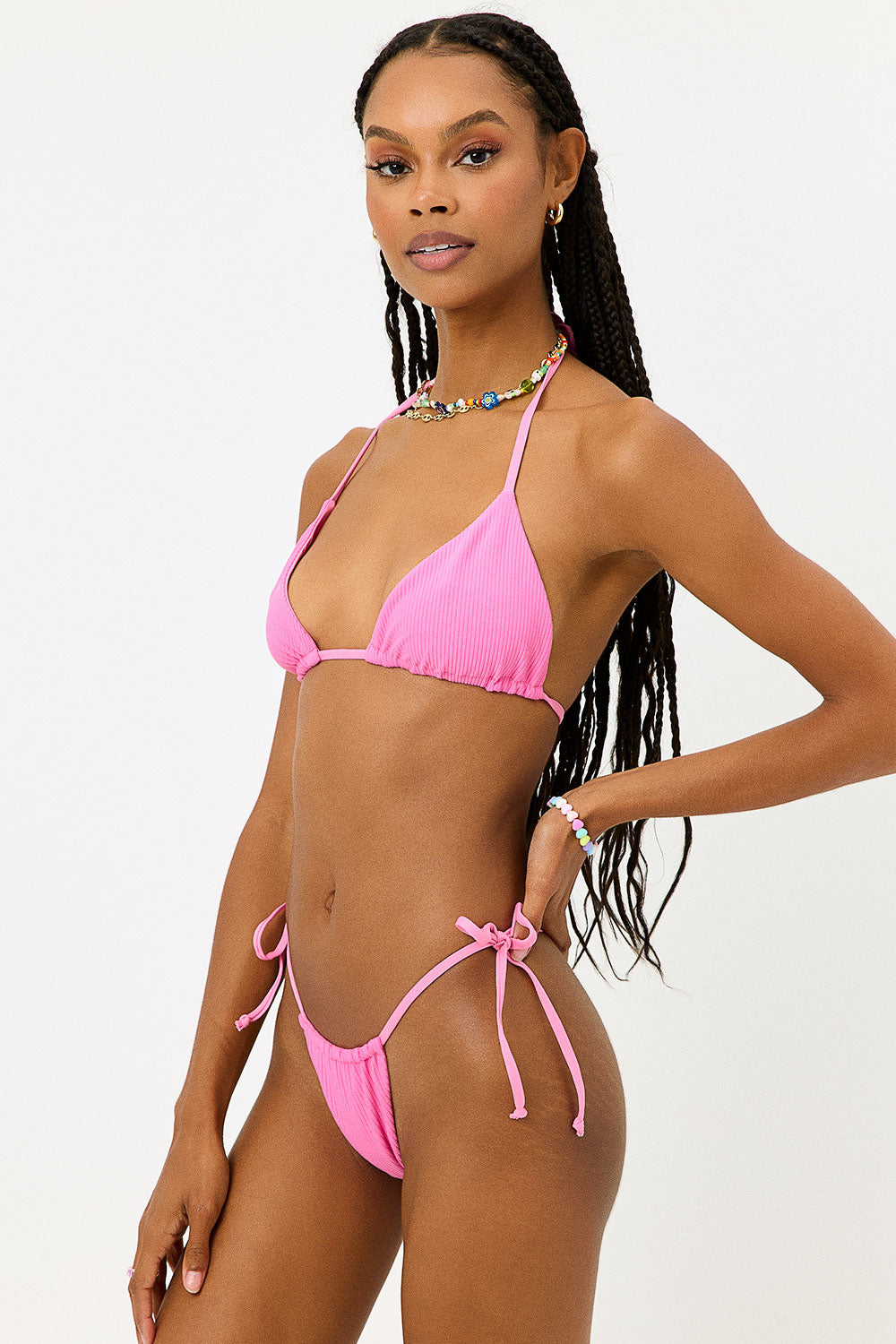Tia Ribbed String Bikini Bottom - Cherub