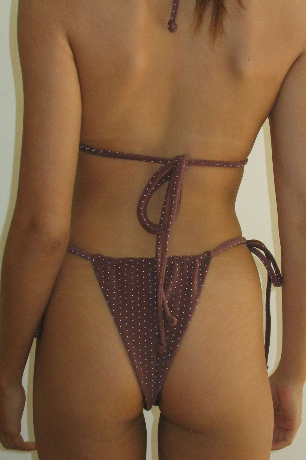 Tia Terry String Bikini Bottom - Chocolate