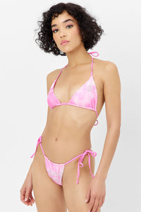 Tia Terry String Bikini Bottom Distorted Pink Dye