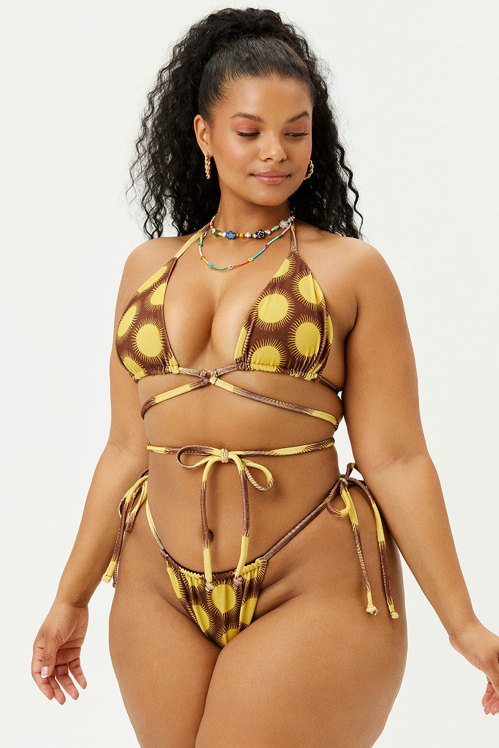 Tia Terry String Bikini Bottom - Golden