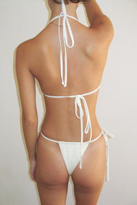 Tia Plissé String Bikini Bottom Optic White