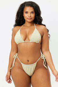 Tia Terry String Tie Side Bottom Lovers Stripe Extended