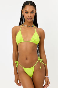 Tia Ribbed String Bikini Bottom Slime