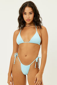 Tia Baby Blue Plisse String Bikini Bottom