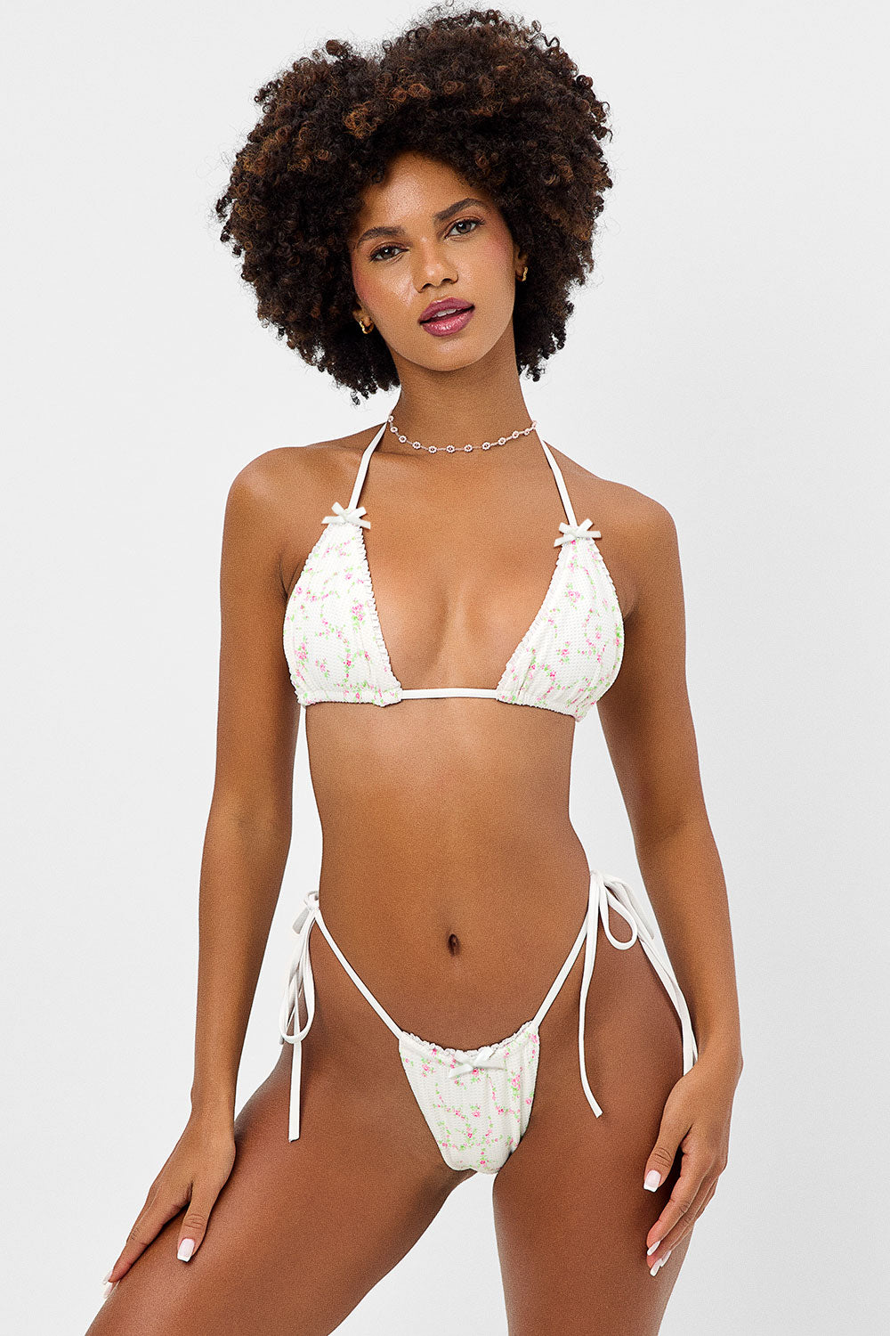 Tia Waffle Triangle Bikini Top  Day Lily