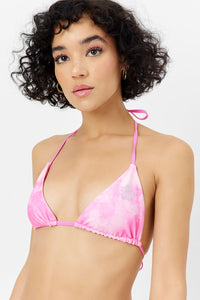 Tia Terry Triangle Bikini Top Distorted Pink Dye