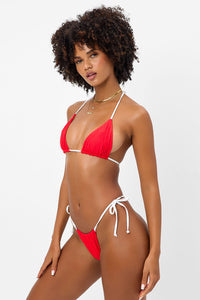 Tia Textured Triangle Bikini Top Flame