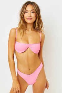 Tolly Pink Punch Underwire Ribbed Bikini Top
