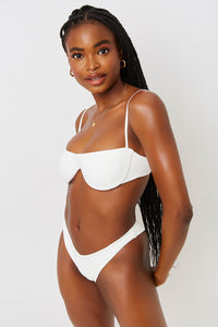 Tolly White Underwire Ribbed Bikini Top
