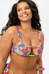 Willow Ruched Groovy Bikini Top with Cut Out in the Middle Extended