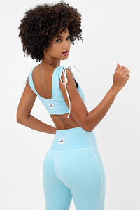 Windy Baby Blue Ruched Crop Top