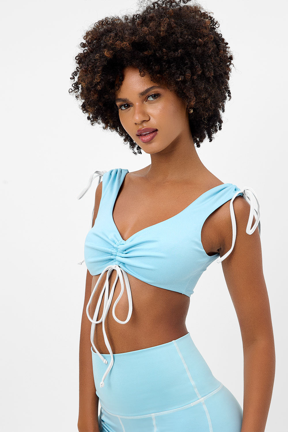 Windy Ruched Crop Top - Baby Blue
