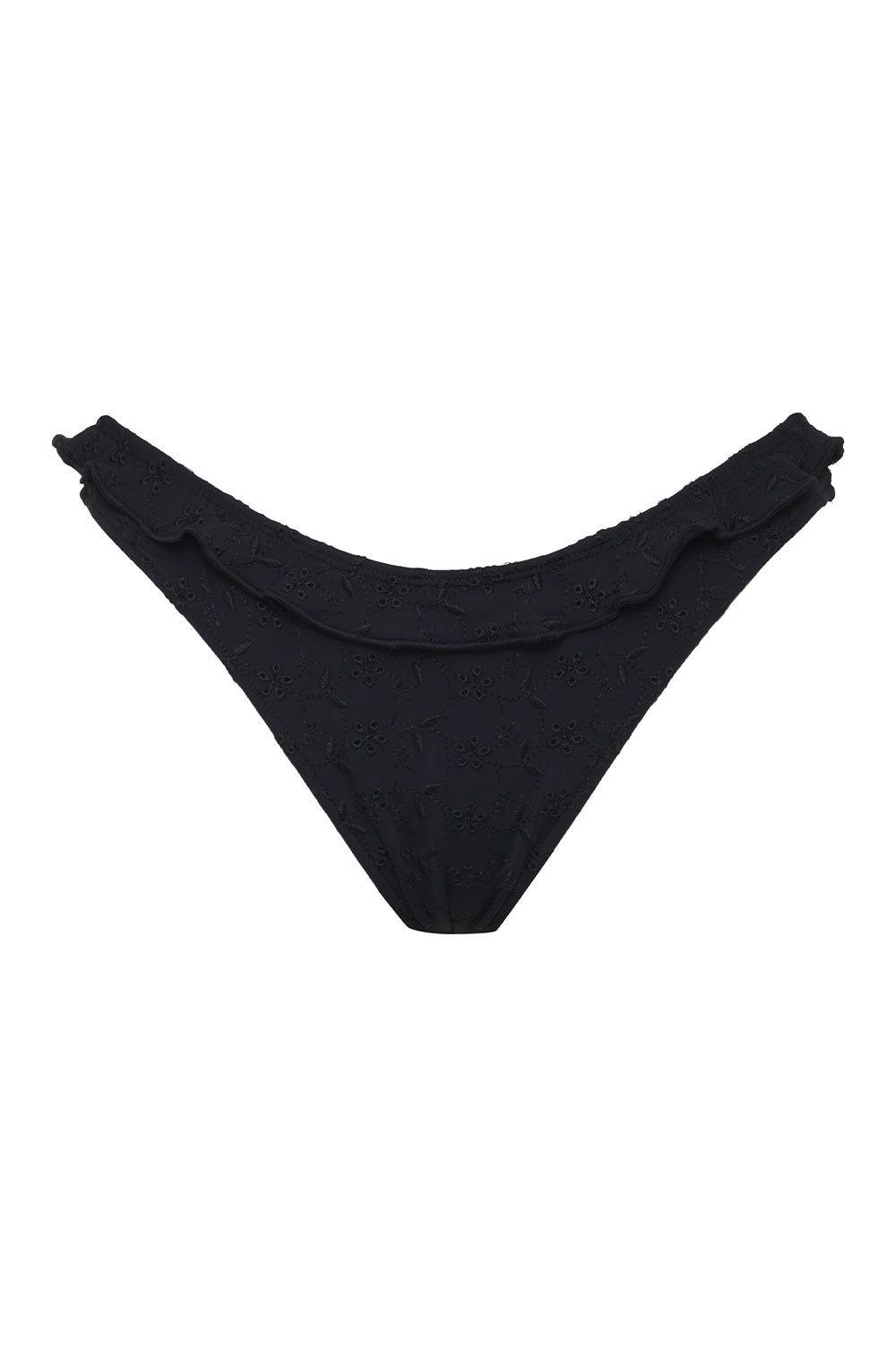 Lucia Eyelet Cheeky Bikini Bottom - Black