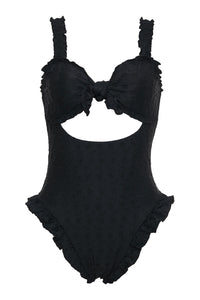 Lucia Eyelet Cut Out One Piece Swimsuit Black