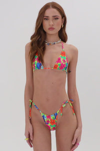 Tia Floral Triangle Bikini Top Neon Surfer Video