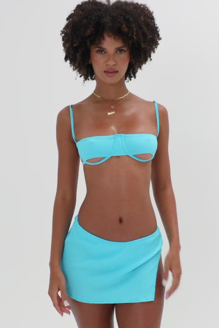 Campbell Plissé Underwire Bikini Top Aquamarine