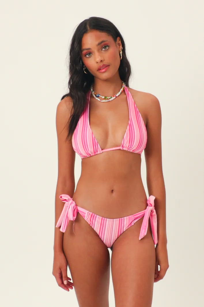 Harlow Solar Stripe Velvet Halter Bikini Top Video