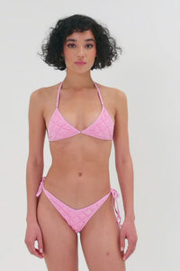 Ivy String Triangle Bikini Top Baby Pink Video